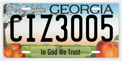 GA license plate CIZ3005