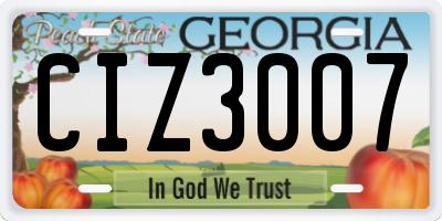 GA license plate CIZ3007