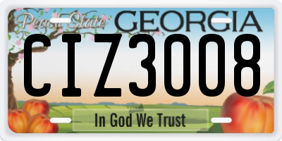 GA license plate CIZ3008