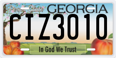 GA license plate CIZ3010