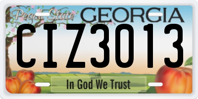 GA license plate CIZ3013