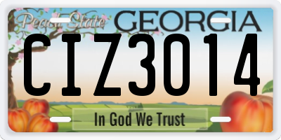 GA license plate CIZ3014