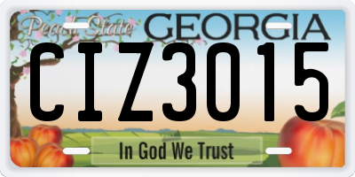 GA license plate CIZ3015