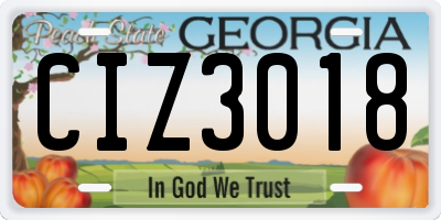 GA license plate CIZ3018