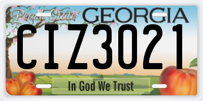 GA license plate CIZ3021
