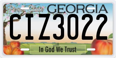 GA license plate CIZ3022