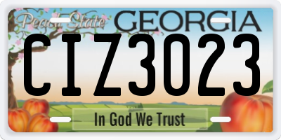 GA license plate CIZ3023