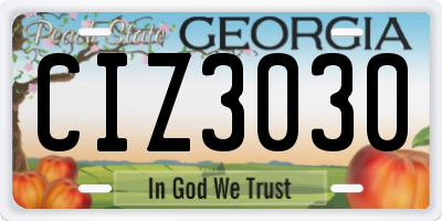 GA license plate CIZ3030