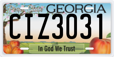 GA license plate CIZ3031