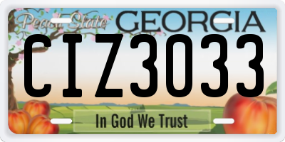 GA license plate CIZ3033