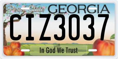 GA license plate CIZ3037