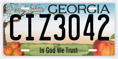 GA license plate CIZ3042