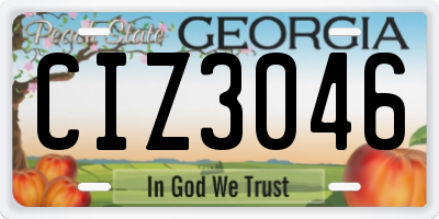 GA license plate CIZ3046