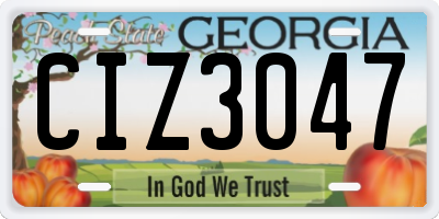 GA license plate CIZ3047