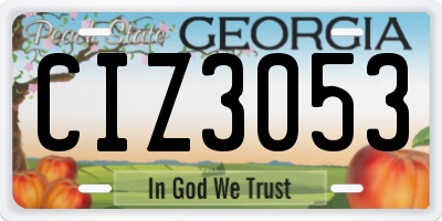 GA license plate CIZ3053