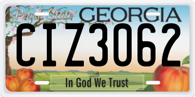 GA license plate CIZ3062