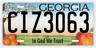 GA license plate CIZ3063