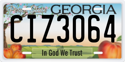 GA license plate CIZ3064