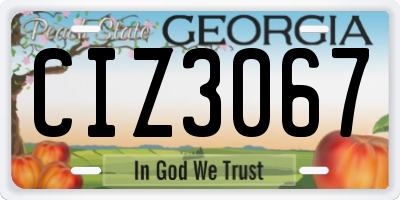 GA license plate CIZ3067