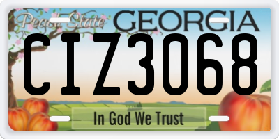 GA license plate CIZ3068