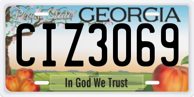GA license plate CIZ3069