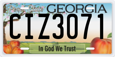 GA license plate CIZ3071