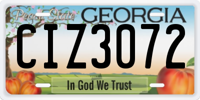 GA license plate CIZ3072