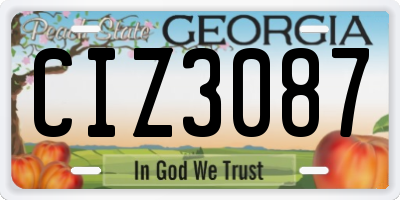 GA license plate CIZ3087