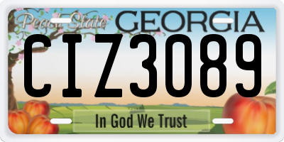 GA license plate CIZ3089