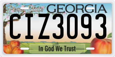 GA license plate CIZ3093