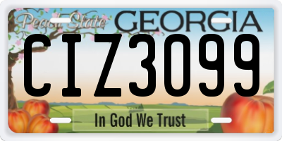 GA license plate CIZ3099