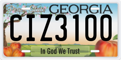 GA license plate CIZ3100