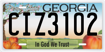 GA license plate CIZ3102