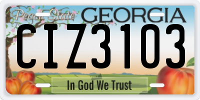 GA license plate CIZ3103