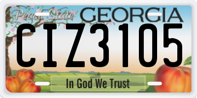 GA license plate CIZ3105