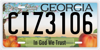 GA license plate CIZ3106