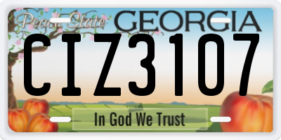 GA license plate CIZ3107