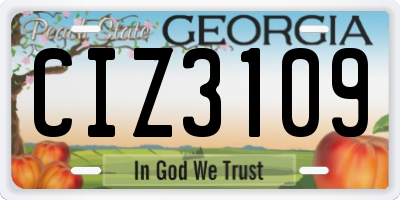 GA license plate CIZ3109