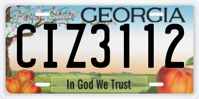 GA license plate CIZ3112