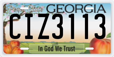GA license plate CIZ3113