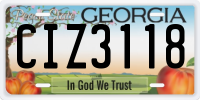 GA license plate CIZ3118
