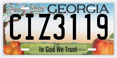 GA license plate CIZ3119