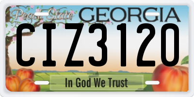 GA license plate CIZ3120