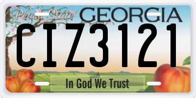 GA license plate CIZ3121
