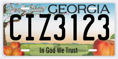 GA license plate CIZ3123