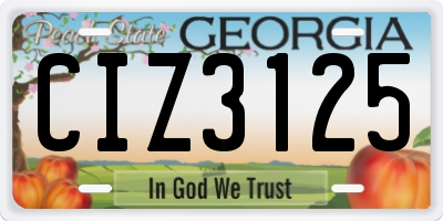 GA license plate CIZ3125