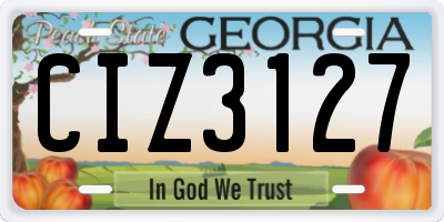 GA license plate CIZ3127