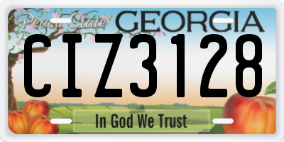 GA license plate CIZ3128