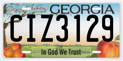 GA license plate CIZ3129