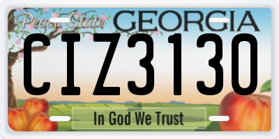 GA license plate CIZ3130